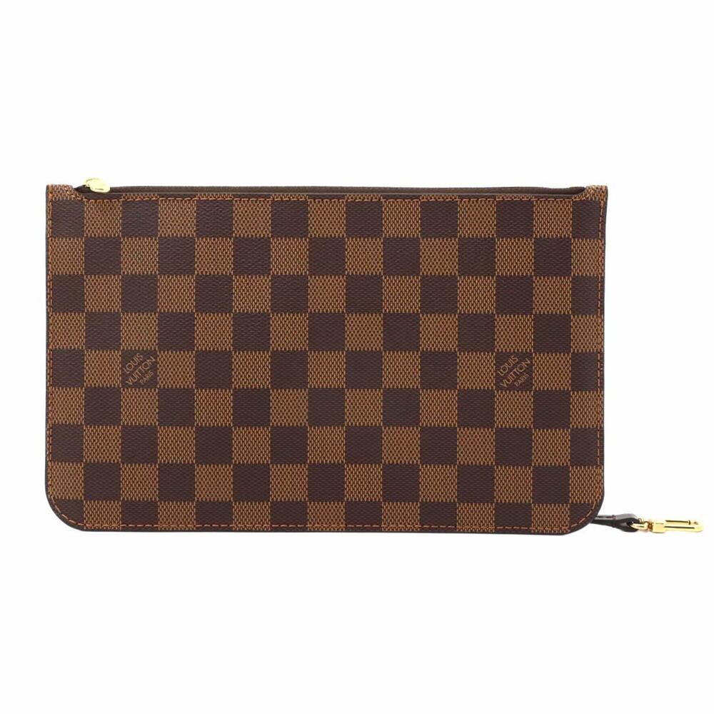 LOUIS VUITTON Authentic Brown Damier Leather Neverfull Pouch